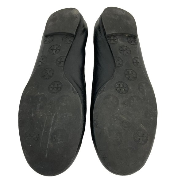 Tory Burch Shoes Womens Size 7.5 Black Minnie Travel Ballet Flat Napa Leather - Picture 16 of 16